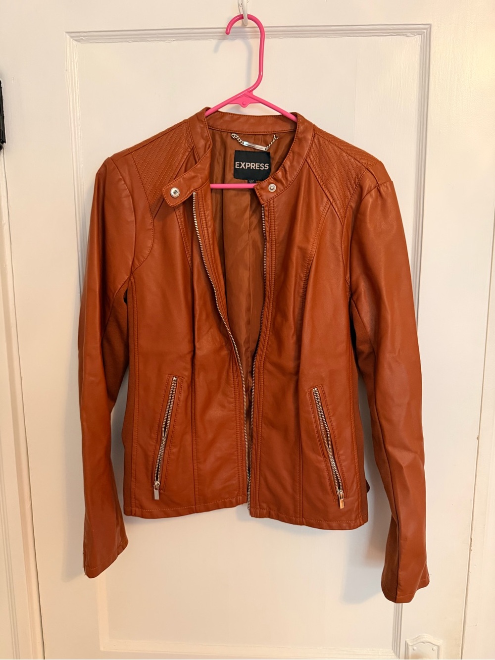 Express Cognac Faux Leather Moto Jacket | Women’s Large